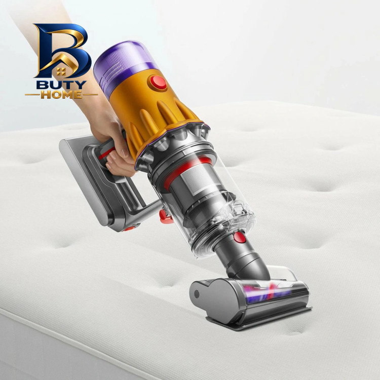 محصول نمونه تستی جارو شارژی عصایی دایسون مدل V12 Detect Slim Absolute با حسگر لیزری تشخیص گرد و غبار تنظیم خودکار قدرت مکش، دارای فیلتر H