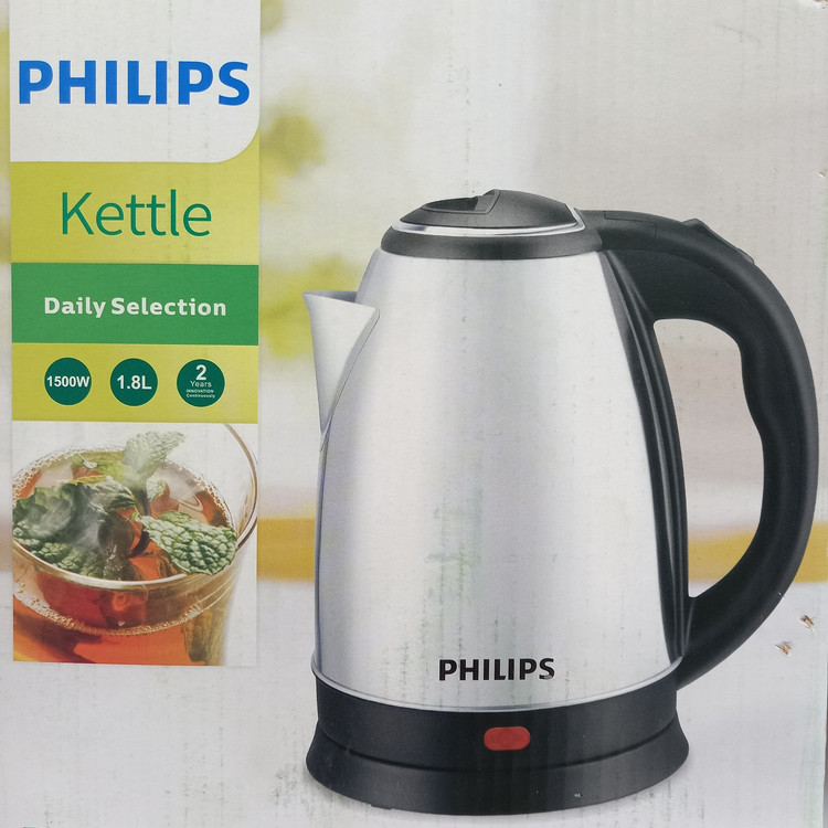 محصول نمونه تستی کتری برقی فیلیپس PHILIPS اصلی 1500 وات وارداتی استیل،کتر برقی استیل،کتری استیل فیلیپس،چای ساز برقی فیلیپس،پس کرایه